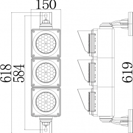 Bộ Đèn 3 màu Xanh Vàng  Đỏ Ø100 ( Led )